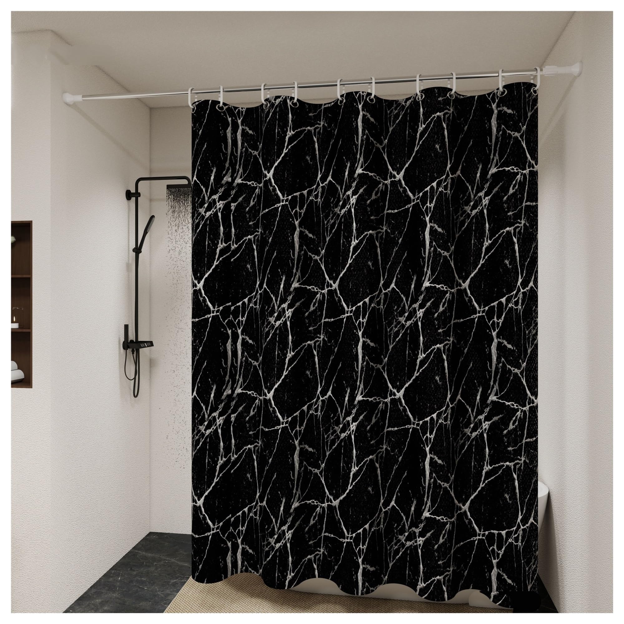 PIGENEQW Shower Liner Cloth Waterproof Versatile Black Bathroom Partition Curtain Shower Shielding Curta(150x180cm)