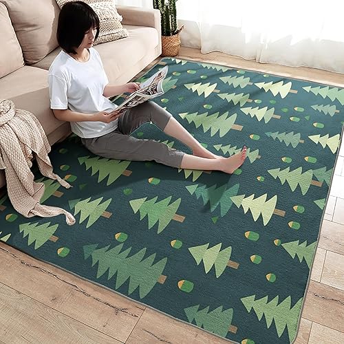 Miniatura 4 de Alfombra de bosque de 6 x 8 pies, alfombra de bosque para sala de estar, dormitorio, alfombra de área de pino para niños y decoración de dormitorio,