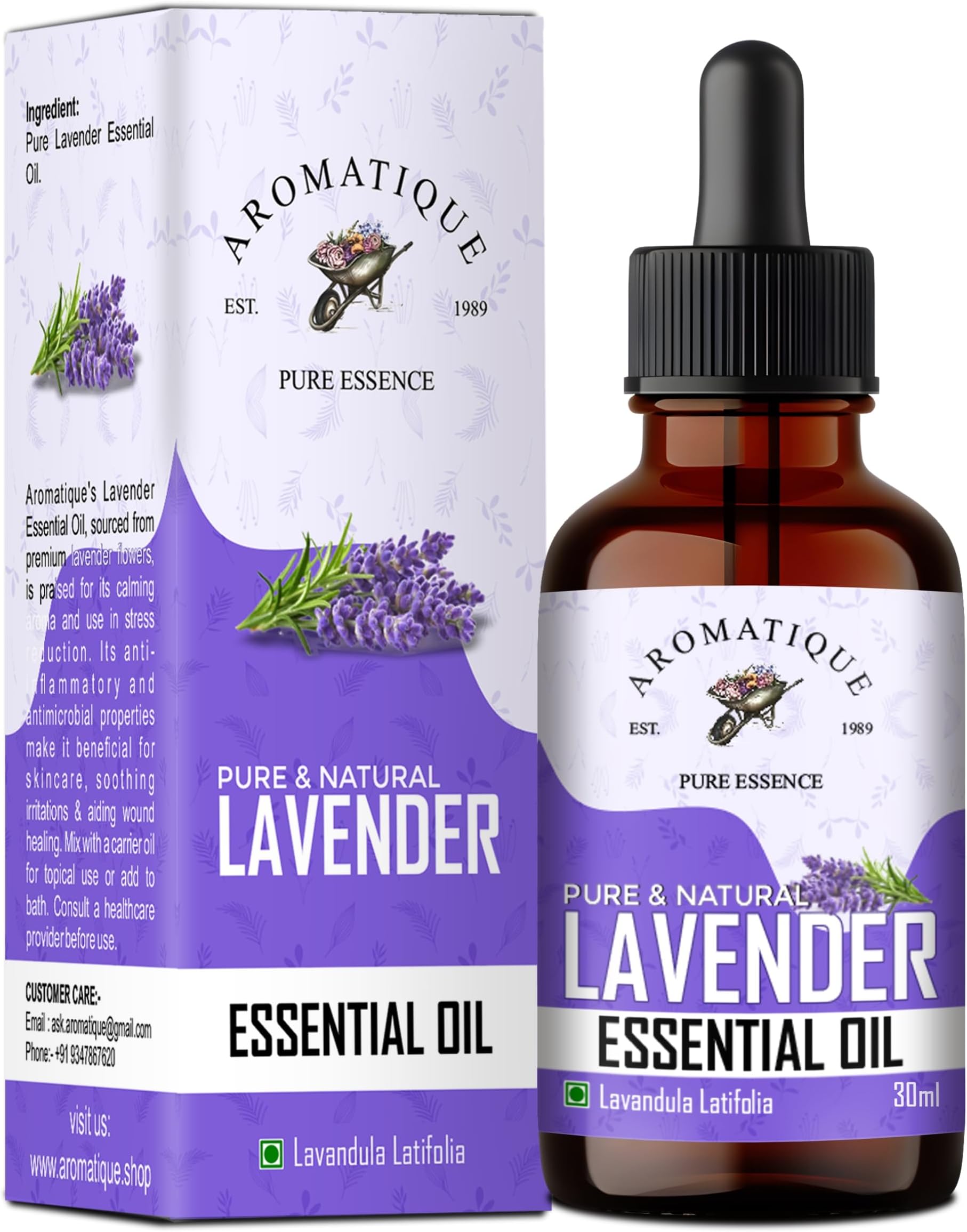 Aromatique Lavender Essential Oil For Skin Care And Hair Growth 100% Pure And Natural Therapeutic Grade- 30Ml Beige