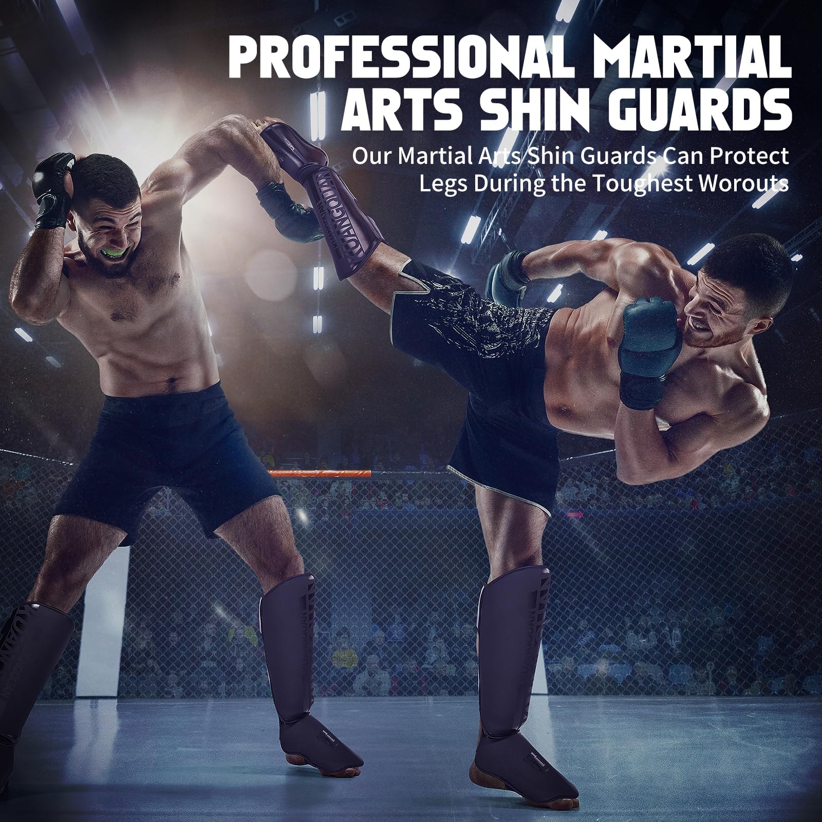 Parastinchi per muay thai, unisex, leggeri, per arti marziali, calci e collo del piede, per kickboxing, MMA, attrezzatura professionale