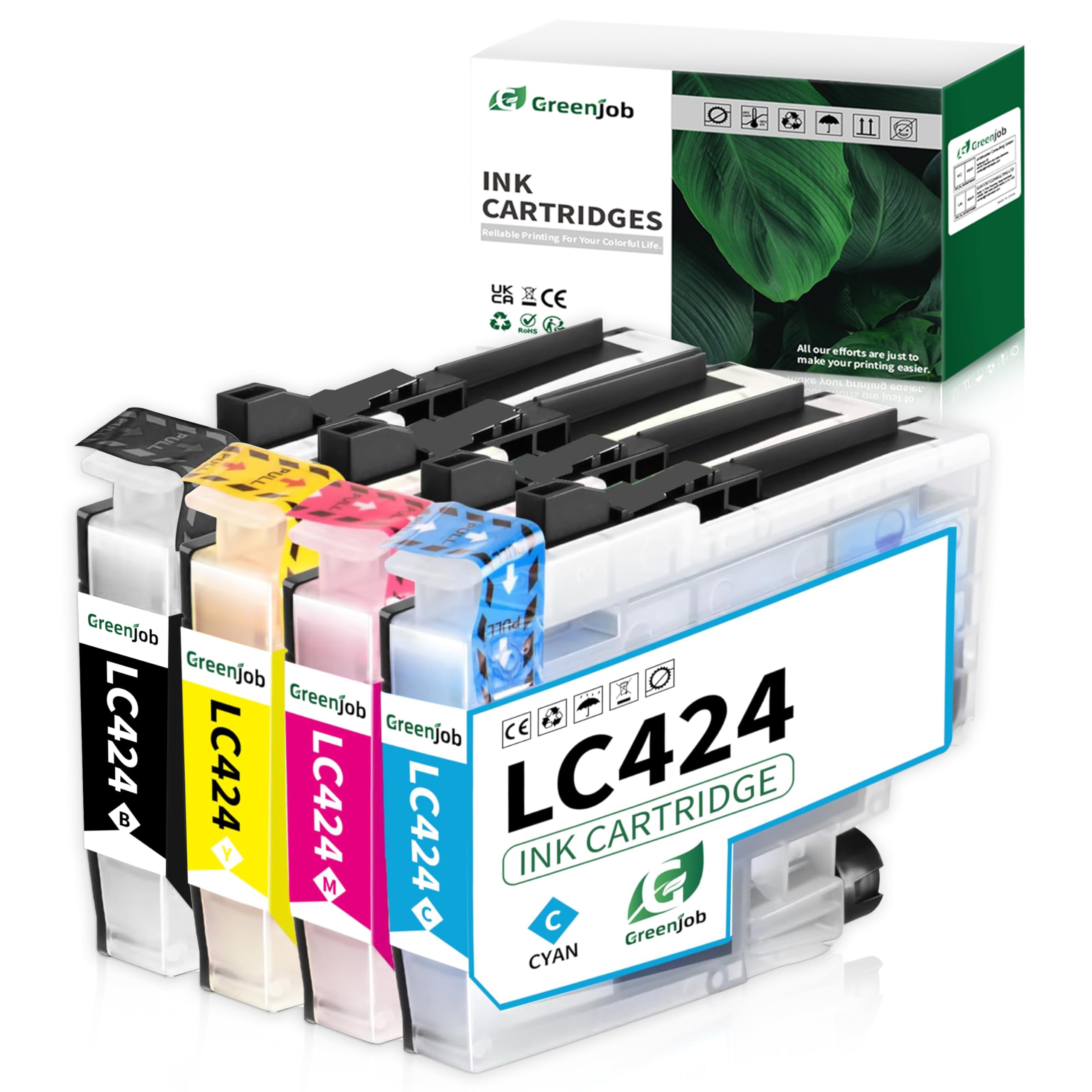 Greenjob LC424 Patronen Value Pack Kompatibel für Druckerpatronen Brother LC-424 LC-424VAL Multipack für Brother DCP-J1200W DCP-J1200WE (1 Schwarz, 1 Cyan, 1 Magenta, 1 Gelb, 4 Pack)