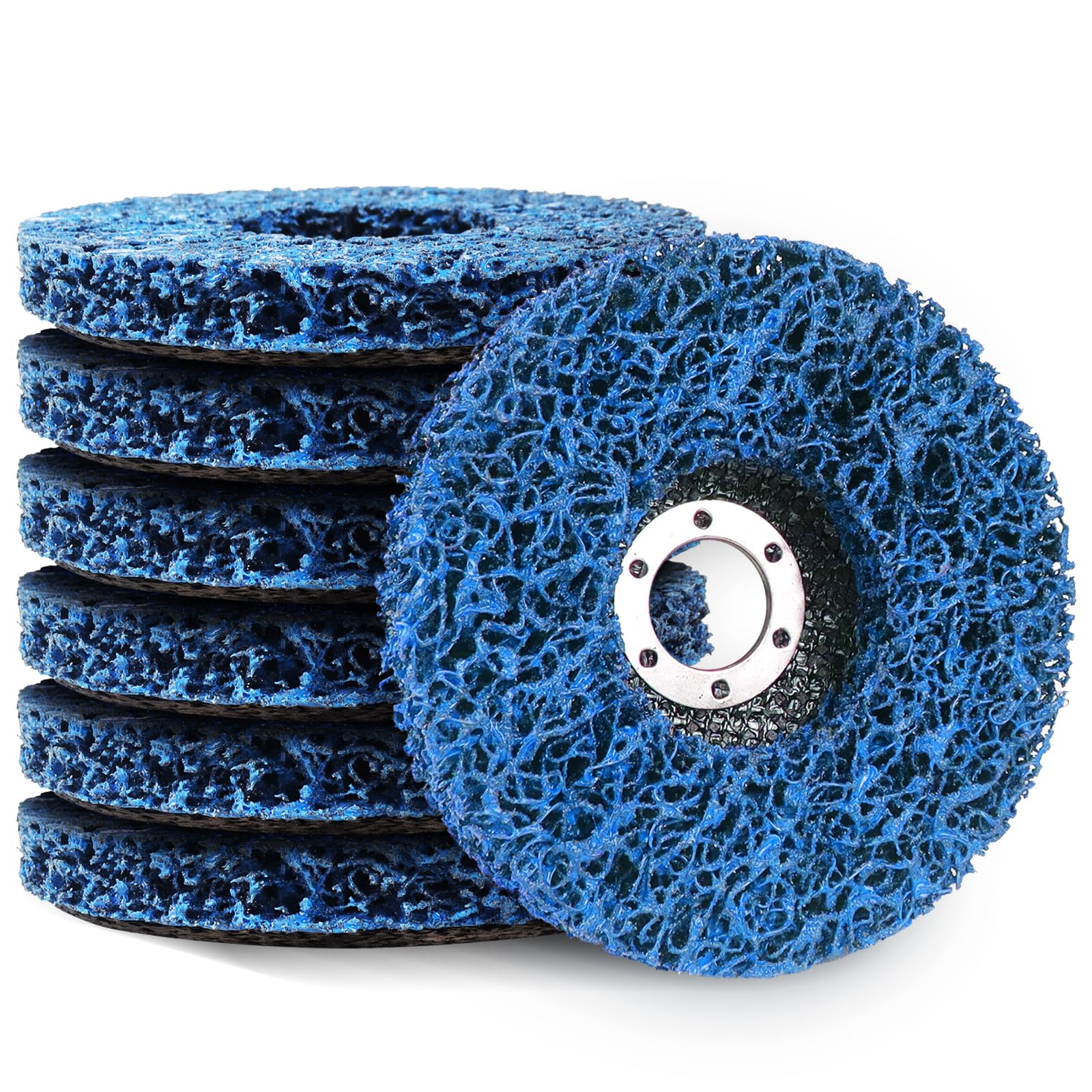 Discos de limpieza gruesos CSD de 125 mm, 7 discos CSD de 125 mm, discos abrasivos para amoladora angular, eliminar el óxido, para eliminar el óxido y eliminar el óxido (azul, 7, mediano)