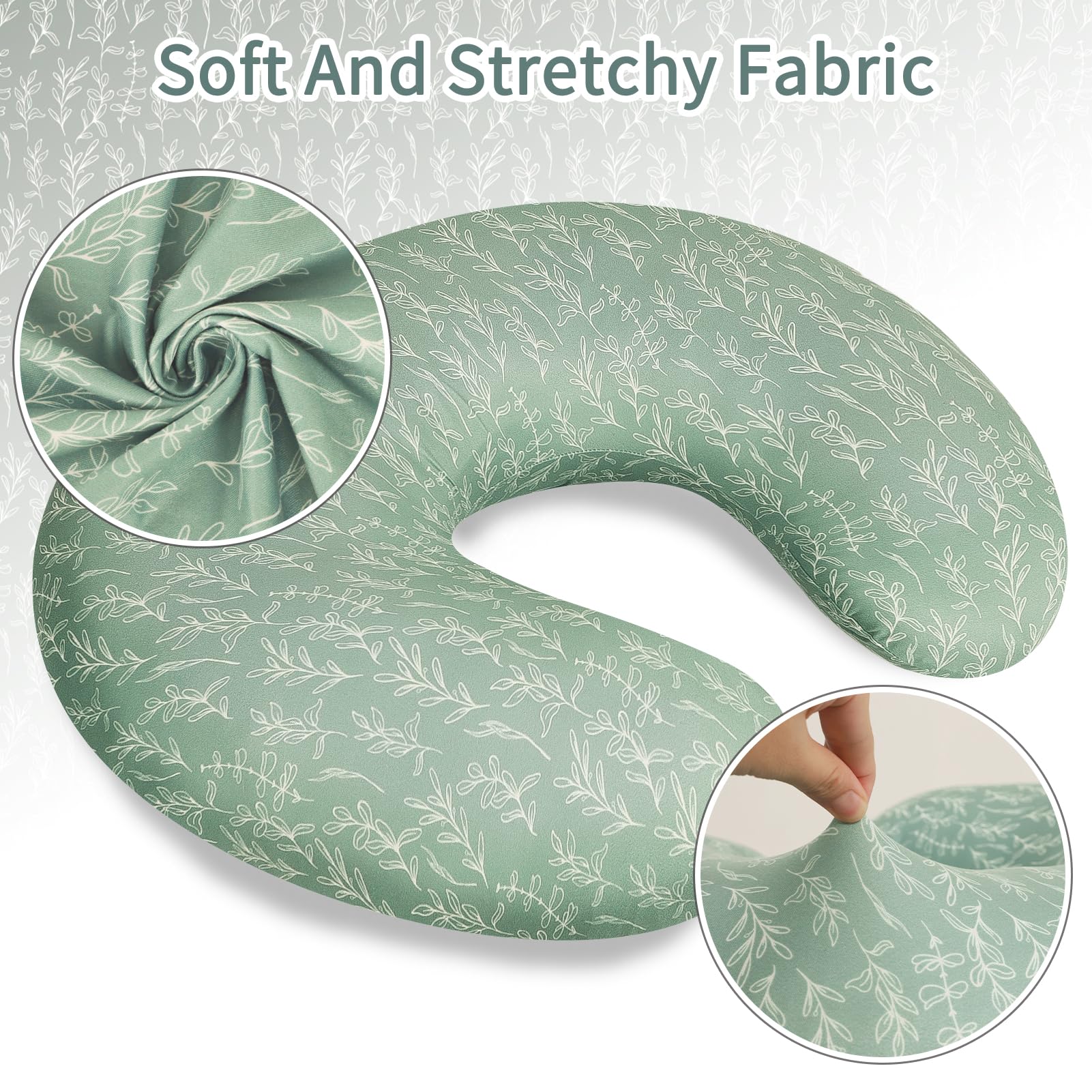 Funda de almohada de lactancia verde salvia, funda de almohada de lactancia para bebés niñas/niños, suave y cómoda, se adapta a la funda de almohada de alimentación de recién nacidos