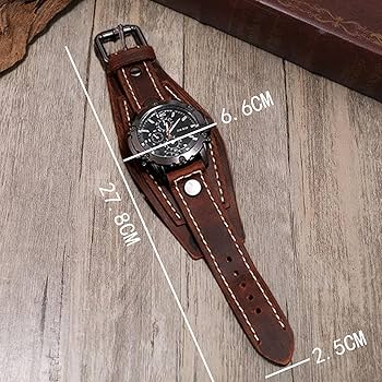 Fancyes Punk Retro Wrist Watch, Wide PU Leather Belt Strap