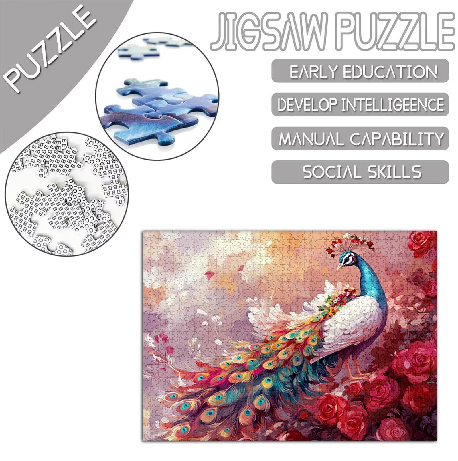Paw Puzzle 1500 sztuk Dorosłych, Puzzle Kwiat Wzór Projekt, Jigsaw Dorosłych, DIY Rzemiosło Rodzina Zajęcia z Pakowaniem Pudełka, Dekoracja ścienna do domu, Prezent Kobiety, 87x57cm, Model248