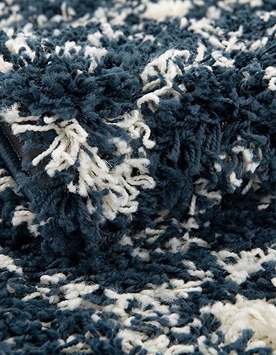 Miniatura 5 de Unique Loom Alfombra marroquí Trellis Shag Collection - Meknes (3 pies 3 pulgadas, cuadrado, azul marinomarfil)