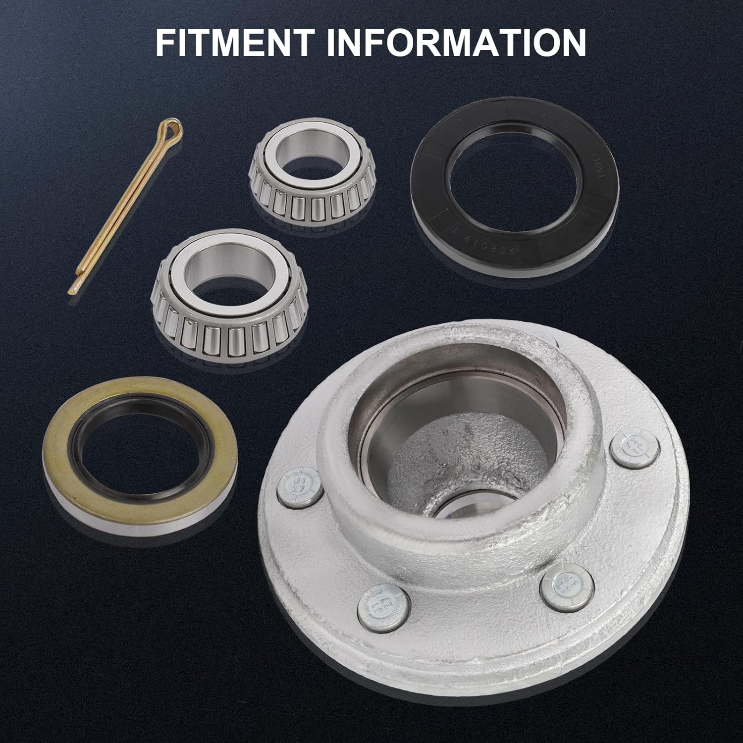 OCPTY Trailer Hub Wheel Bearing Kits for 1-1/4 Outer 1-3/4Inner Tapered Spindle Grease Seal for 5200 lb. -6000 lb. Axles 6 Bolt Lug Hot-Dipped Galvanized 15123 x 25580