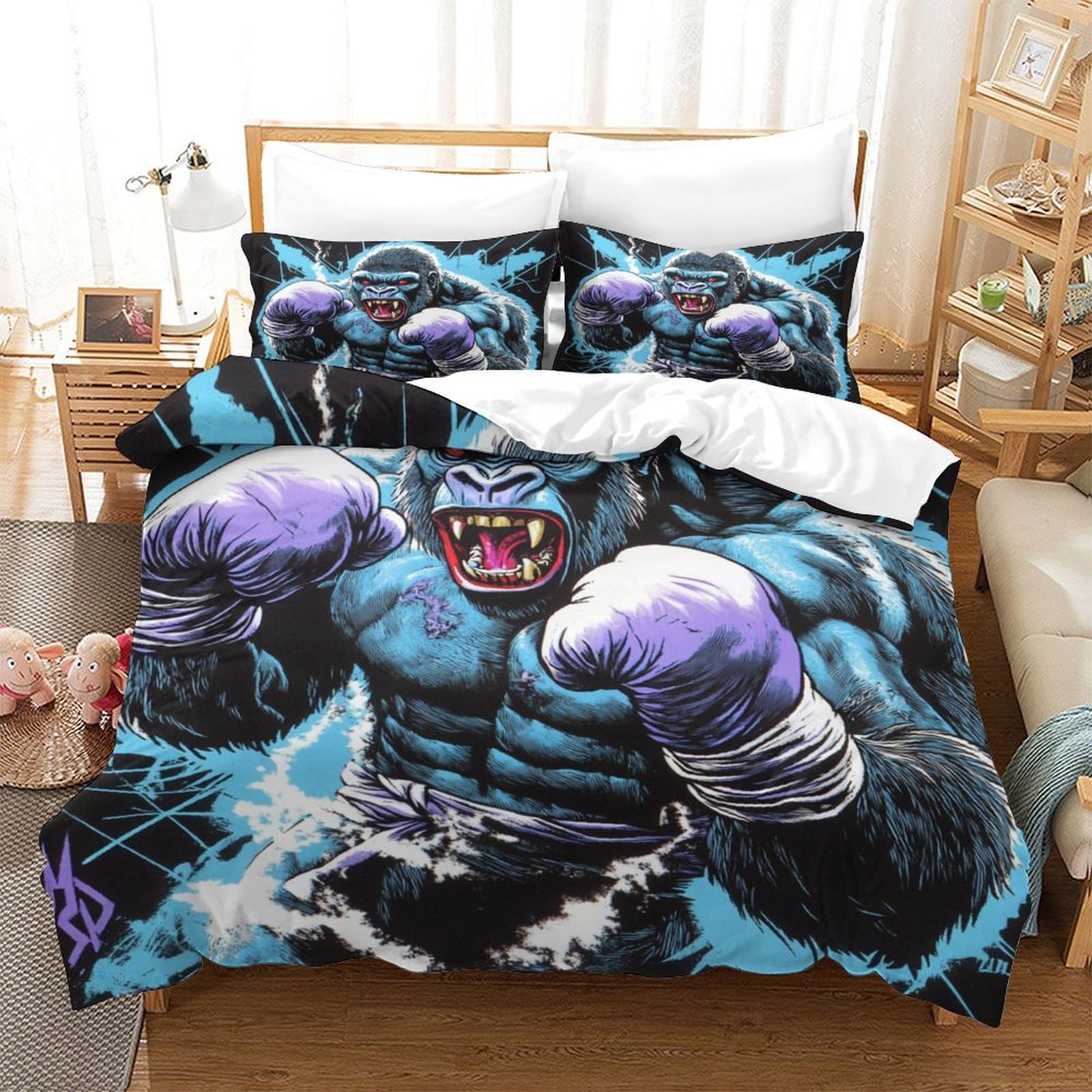 Housse de couette 260x220 crâne 3D en microfibre avec ses taies
