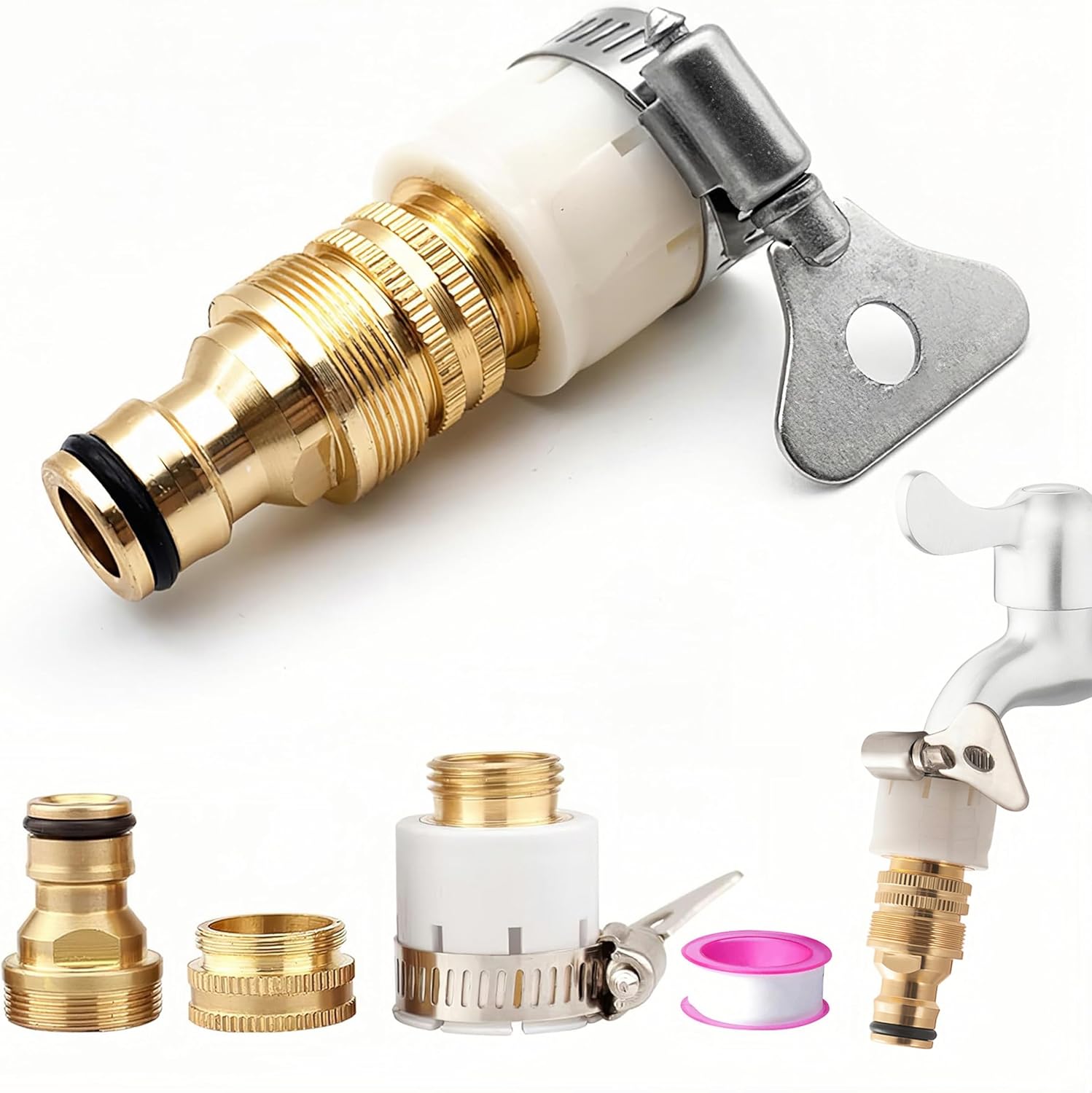 Mixer Tap Hose Connector for 1/2 inch & Kitchen Bathroom tap 2-in-1 ...