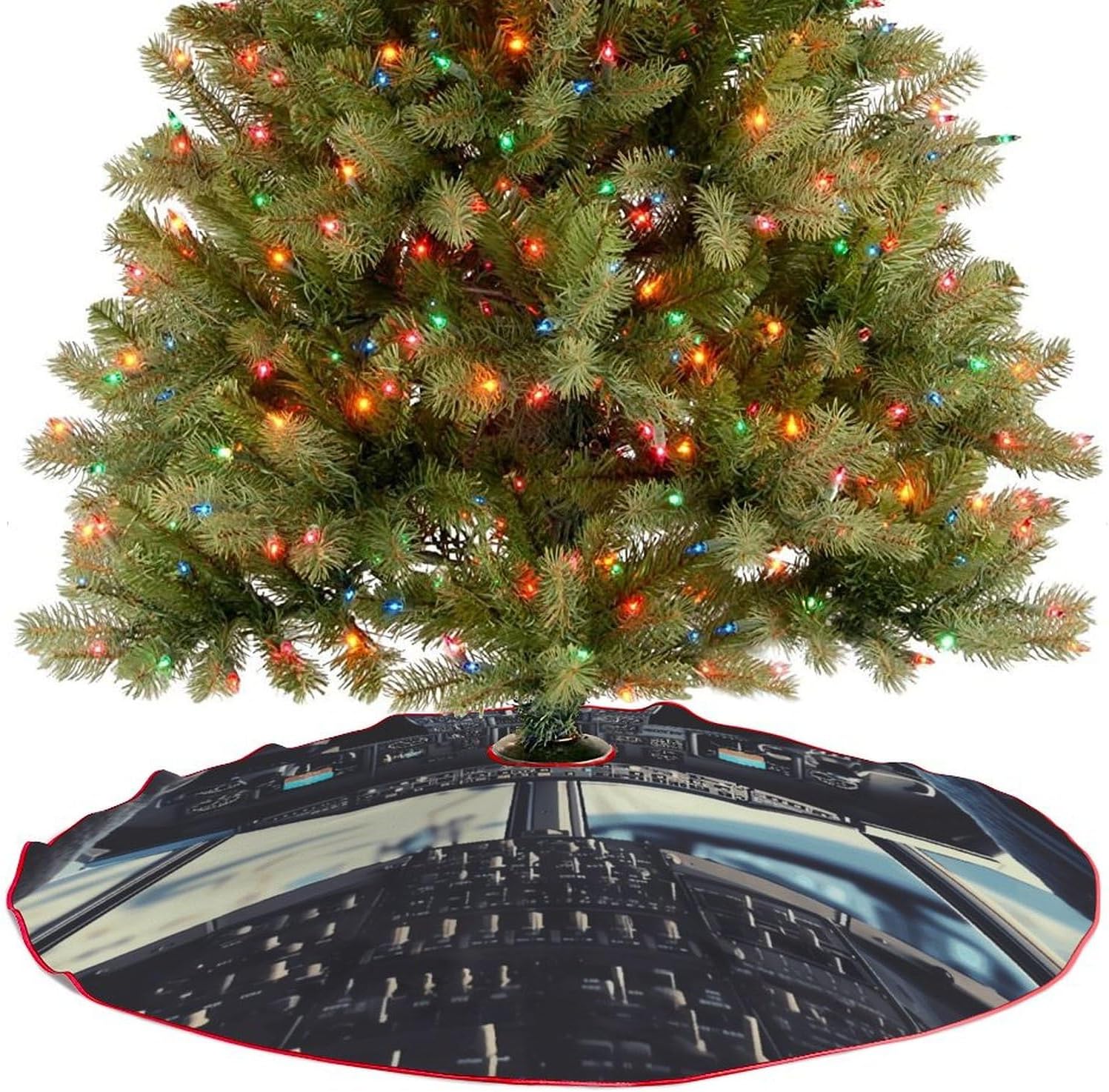 Christmas Tree SkirtAirplane Cockpitclassic Fashion Tree Skirt Painted Multifunctional Christmas Tree Skirt