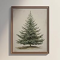 Vista 4 de Vintage Christmas Tree Print, Rustic Winter Tree Art, 8x10 inch Unframed