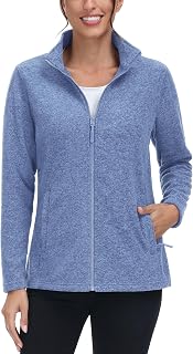 TACVASEN Women's Full Zip Lightweight Fleece Jacket - Soft Warm Winter Coat with Zipper Pockets for Hiking & Outdoor Activities