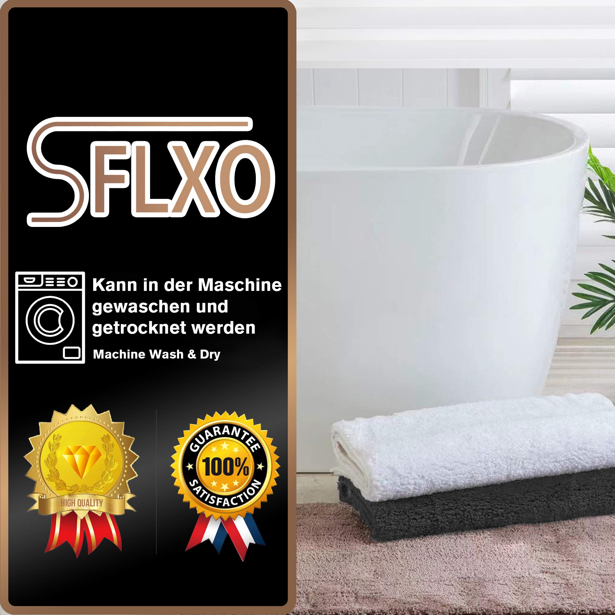 Alfombrilla de baño 120 cm x 70 cm, antideslizante, lavable a máquina, antideslizante, suave, absorbente, de microfibra, color crema y beige