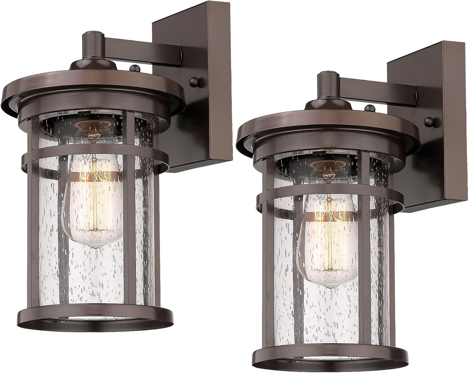 Outdoor Wall Sconces, Exterior Lantern Lighting Fixture, Mounted Lights for Patio, Porch, Garden, Balcony (Bronze, 12" H-2Pack) Oil-Rubbed Bronze 12"H-2Pack