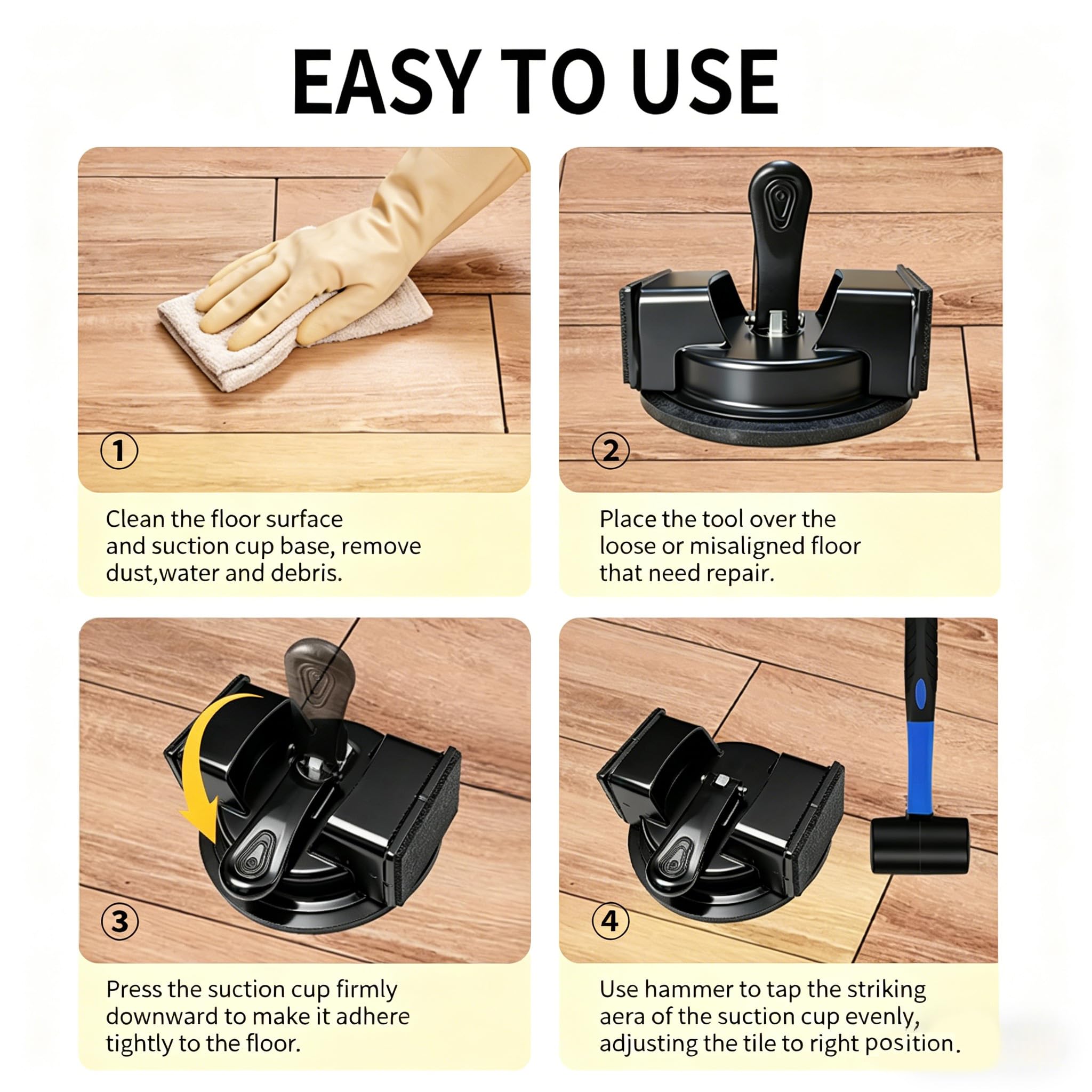 Floor Gap Fixer Tool,Heavy Duty Floor Gap Fixer Tool with Enhanced Suction Cup,Flooring Gap Repair Tool for Laminate, Vinyl, Wood & Tile Flooring,Laminate Plank Gap Repair Tool - 3