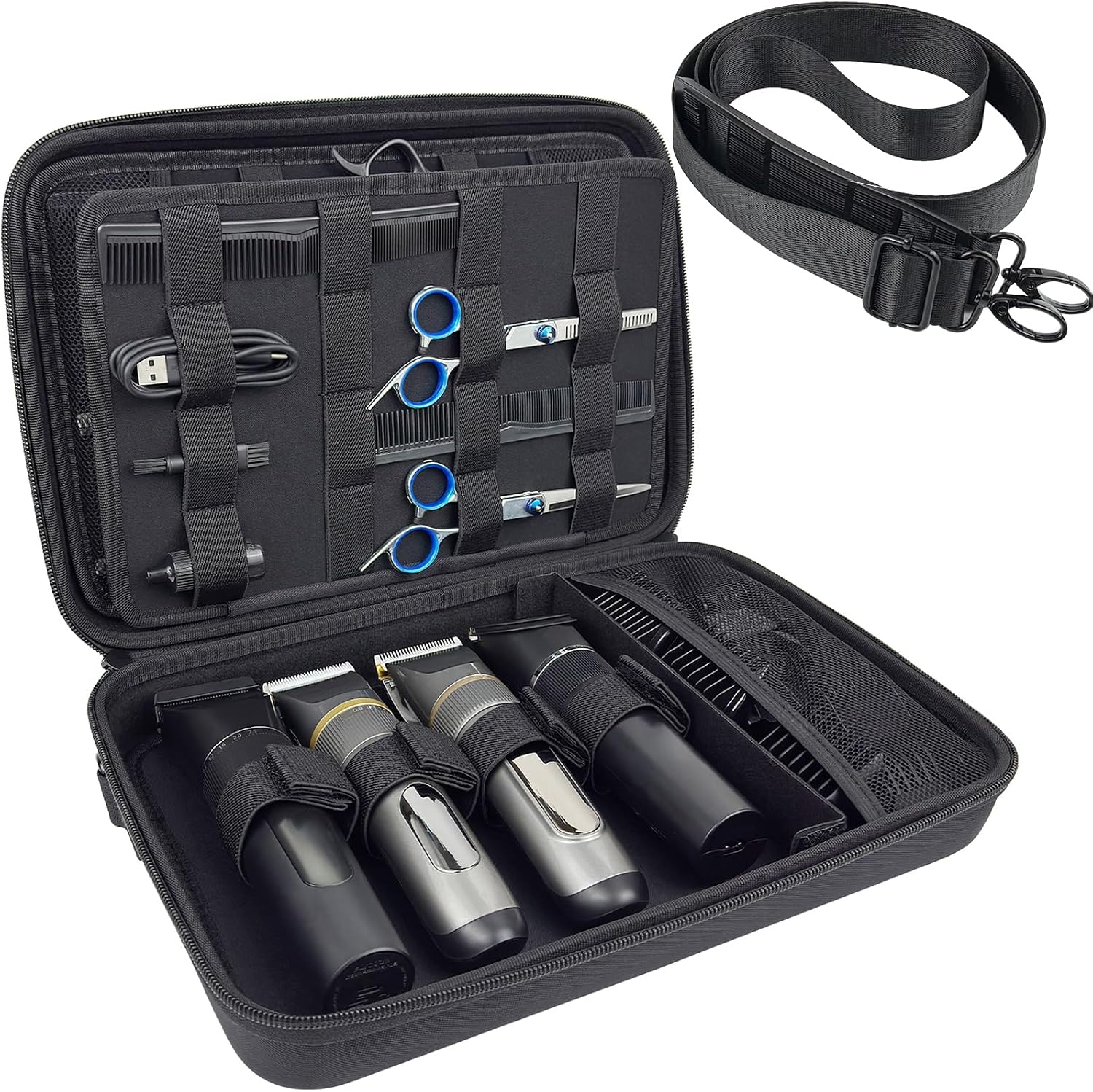 Barber Bag Clipper Case, Barber Carrying Case Organizer Box-Black