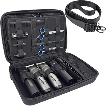 Barber Bag Clipper Case, Barber Carrying Case Organizer Box-Black | Adjustable Shoulder Strap, Mens Barber Accessories Bag for Clippers and Supplies, Hard Travel Case for Hair Cutting Grooming