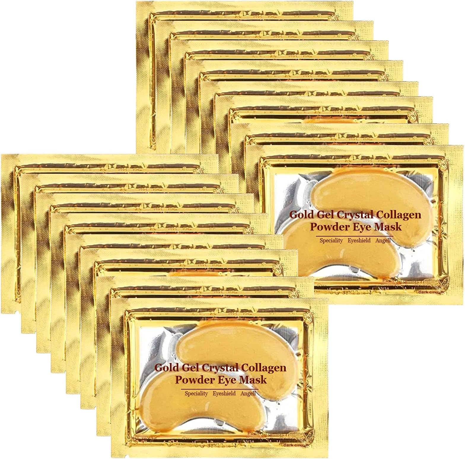 24K Gold Eye Mask, Jiasoval 16 Pairs Under Eye Patches Skin Treatment Mask, Crystal Collagen Under Eye Mask for Reducing Dark Circles, Moisturizing, Puffiness and Eye Bags, Anti-Wrinkle, Hydrating