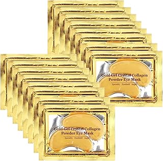 24K Gold Eye Mask, Jiasoval 16 Pairs Under Eye Patches Skin Treatment Mask, Crystal Collagen Under Eye Mask for Reducing Dark Circles, Moisturizing, Puffiness and Eye Bags, Anti-Wrinkle, Hydrating