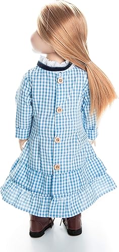 Miniatura 4 de The Queen's Treasures Ropa de muñeca de 18 pulgadas, Little House on The Prairie Auténtica Laura & Mary Ingalls traje de vestido azul a cuadros,