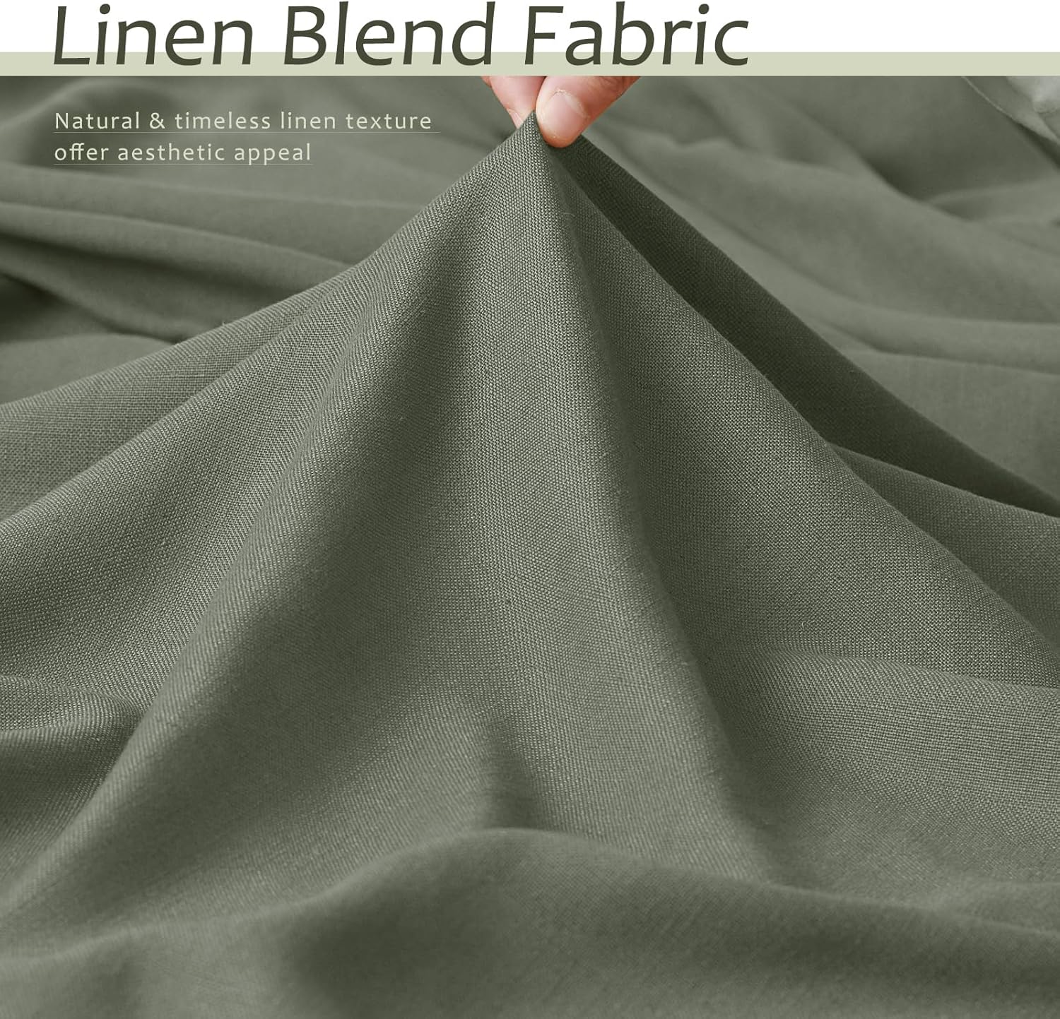 Linen Blend Green Curtains 78 Inches Long 2 Panels for Living Room Back Tab Pocket Light Filtering Sheer Privacy Olive Green Window Curtains Aesthetic Decor Muted Earthy Tone Drapery Bedroom