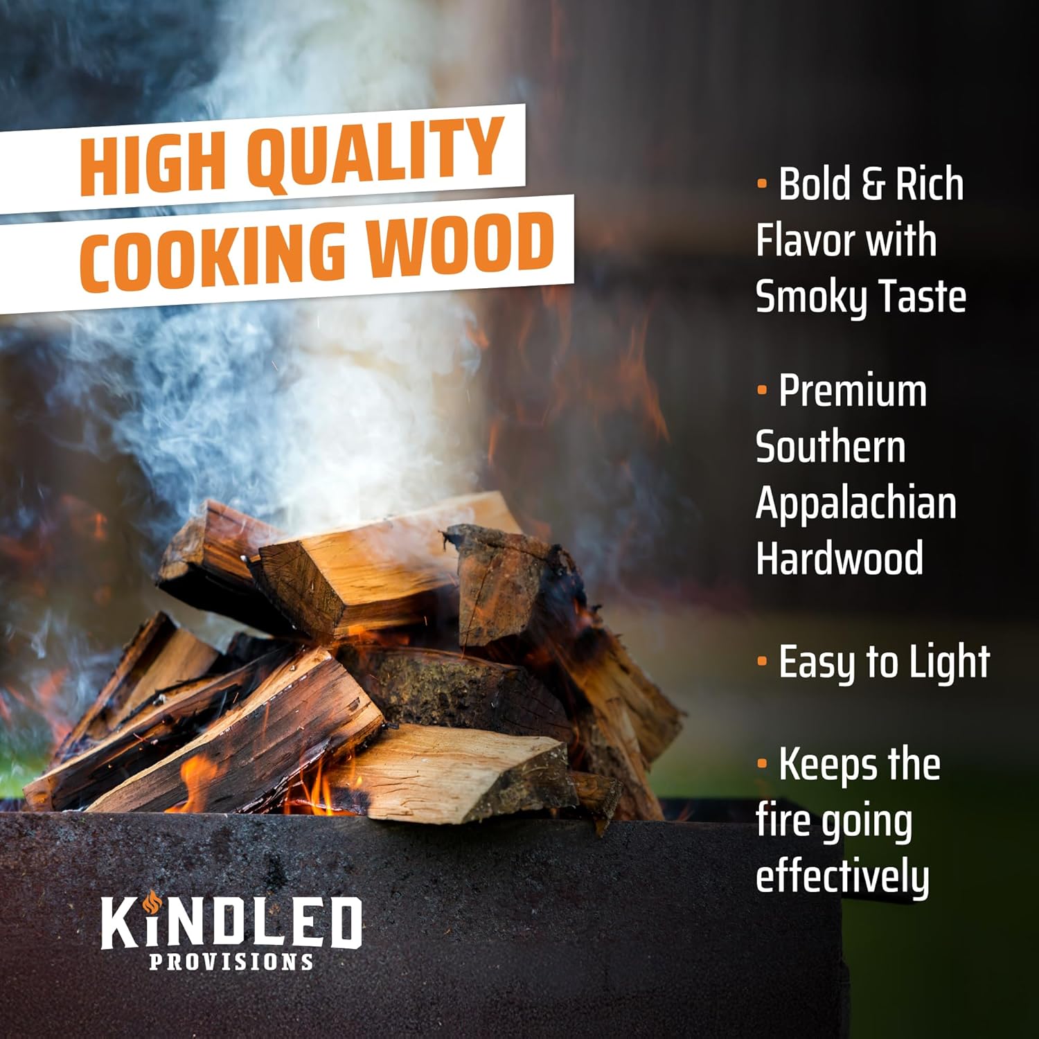 Kiln Dried Oak Wood by Kindled Provisions – Premium Firewood for Pizza Ovens, Indoor Pizza Oven, Pizza Stone, Solo Stove & Smoker Grill – Boxed Hardwood for Cooking, Grilling & Wood-Fired Flavor