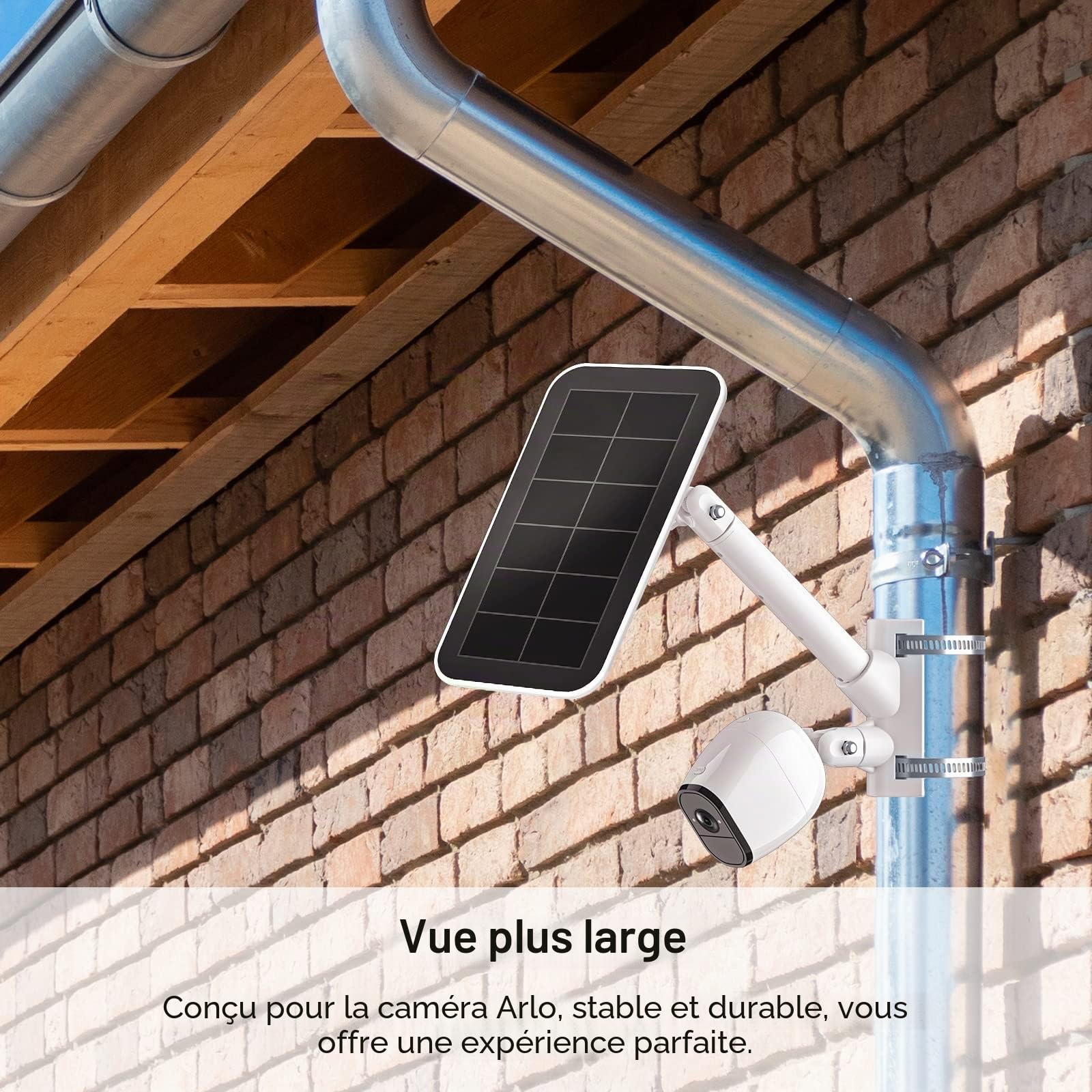 HOLACA Support de Mât 2 en 1 pour Panneau Solaire Arlo, Pro 3, Ultra1&2, Essential, Pro 4, eufyCam - Accessoire de Montage Extérieur (Blanc)
