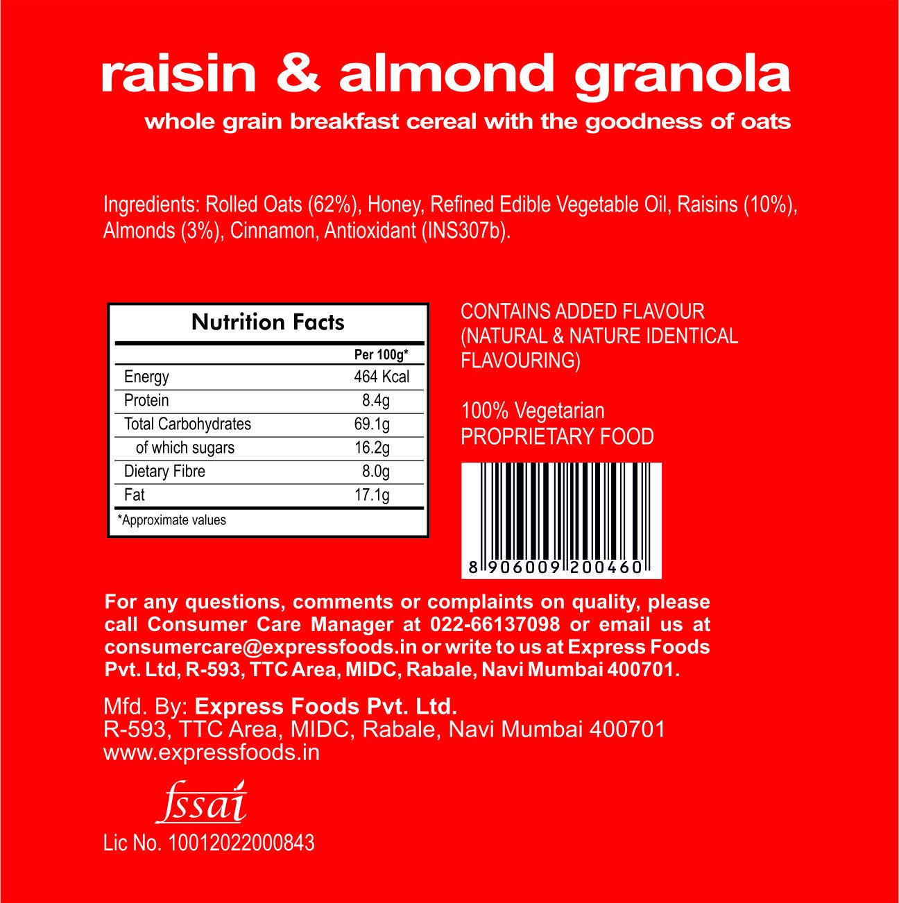 Express Foods Raisin and Almond Granola, 500g