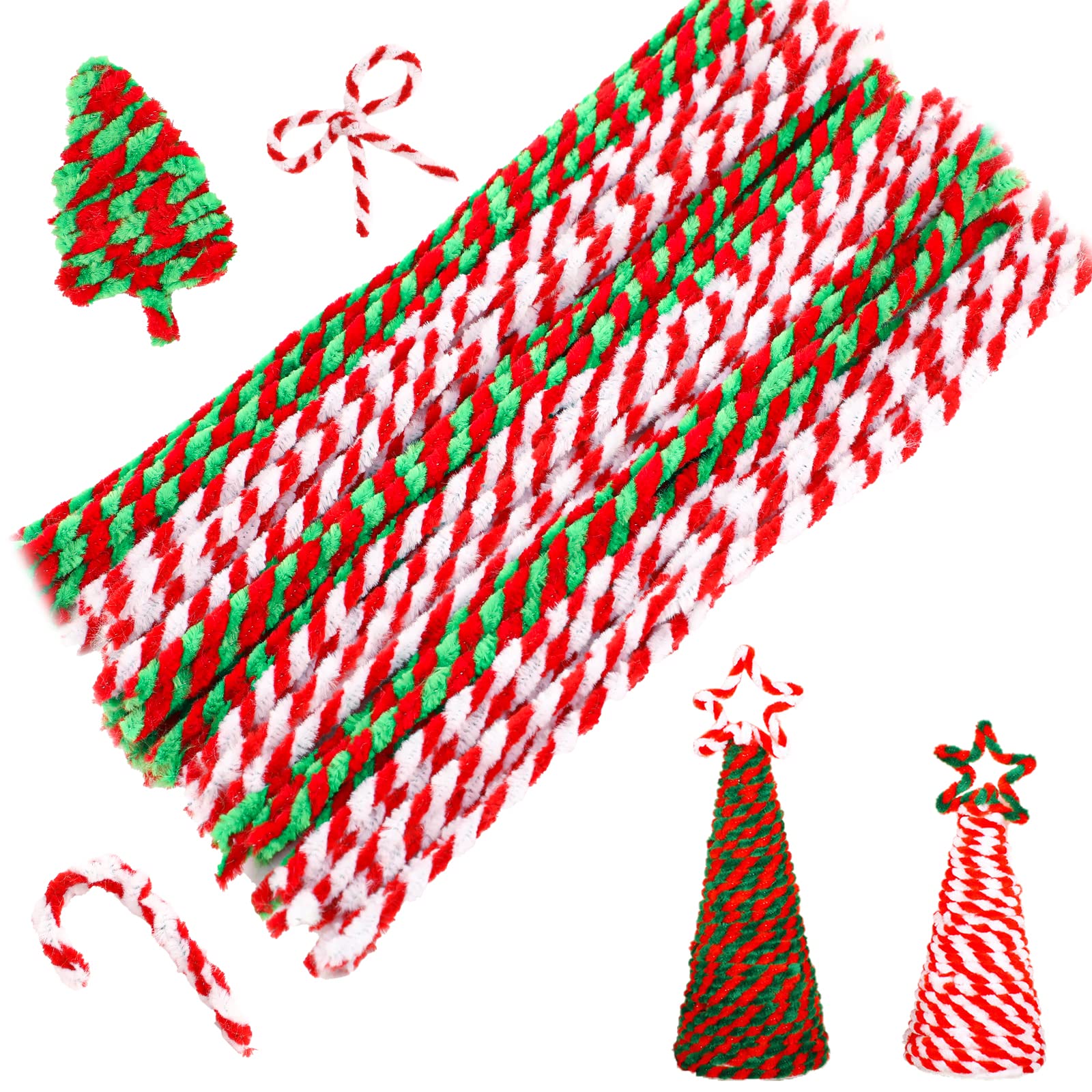 100Pcs Christmas Pipe Cleaners, 30cmx5mm Pipecleaners Wire Sculpture for Craft