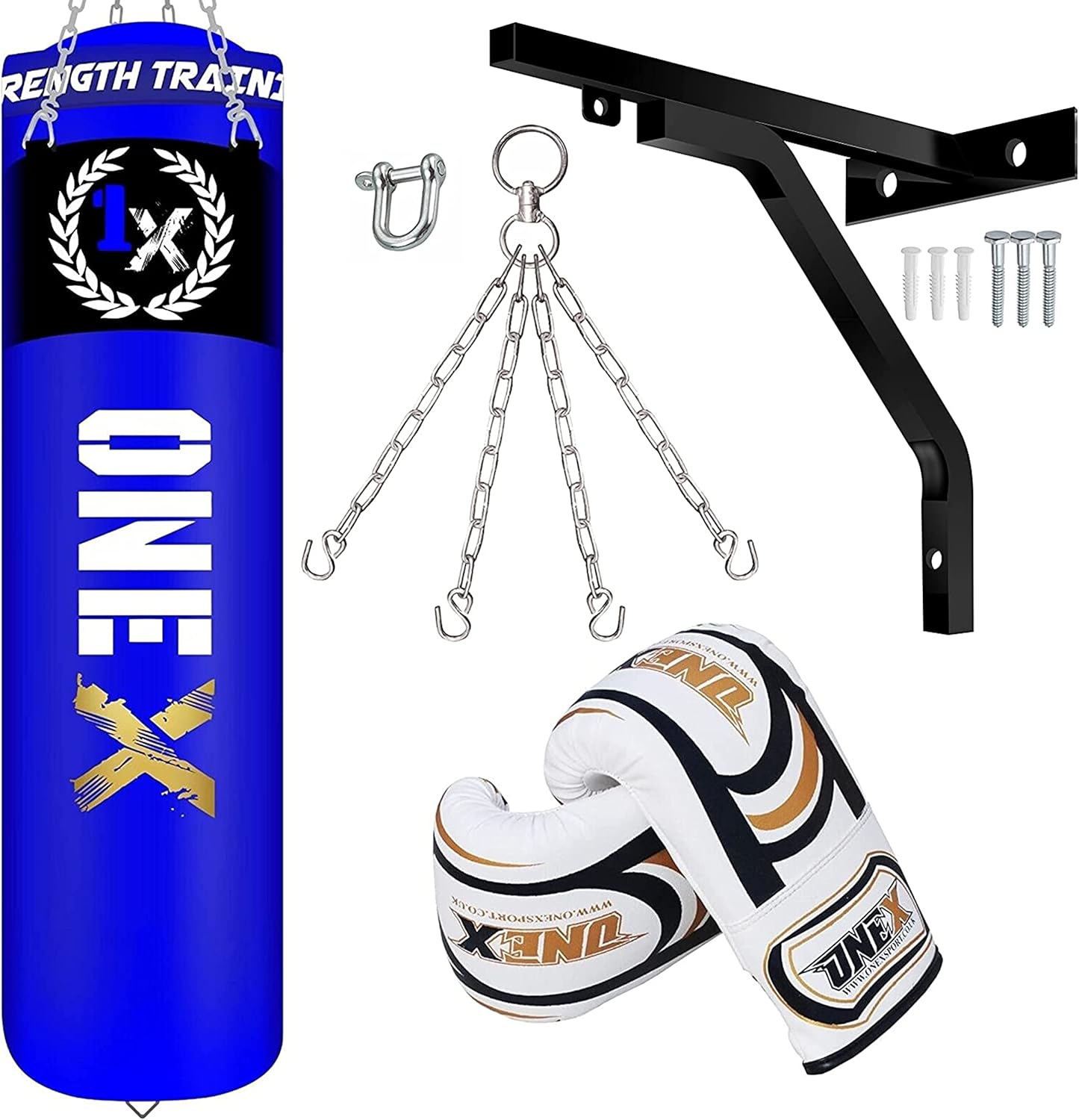 Boxing Bag 4FT Heavy Filled Punch Bag, Wall Bracket, Punching Mitt