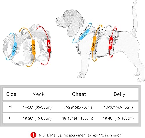 Miniatura 5 de PET ARTIST Arnés a prueba de escape para perros, arnés antideslizante con asa de elevación para perros activos medianos y grandes