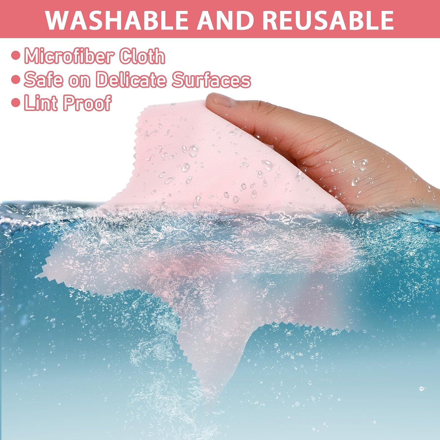 Molain 10 Pieces Microfiber Glasses Cleaning Cloths, Reusable Soft Lens Cleaning Cloth Pink Eyeglasses Cleaner Accessories for Camera Phone Screens 6 x 7 inch