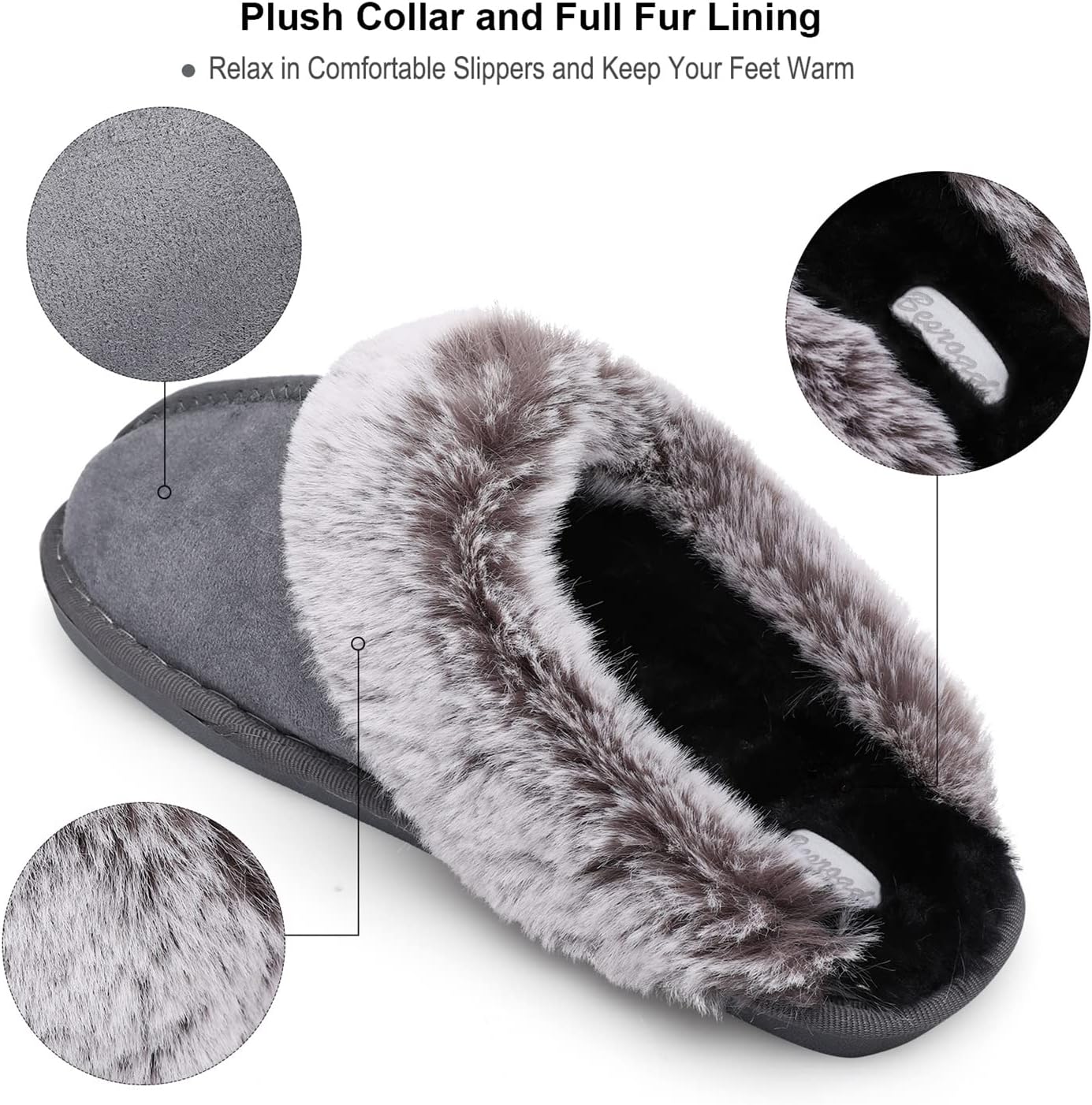 Besroad Winter Fuzzy House Slippers Sandals Plush Faux Fur Fluffy Flats Slippers Warm Slide Shoes for Women - Image 3