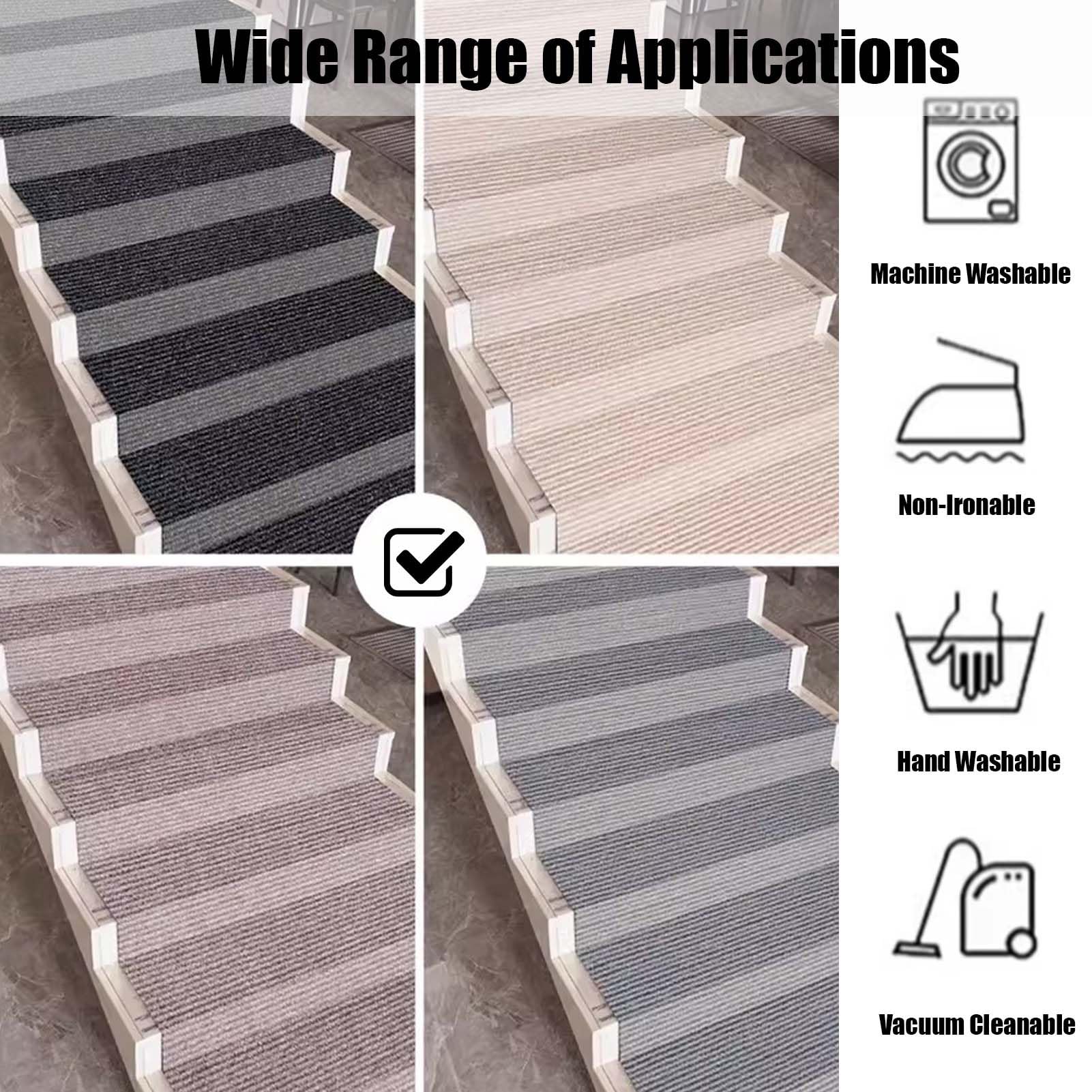 Tapis d'escalier, Antidérapant Escalier Tapis d'intérieur Antidérapant, Auto-adhésif Tapis de Marche Escalier, Tapis de Marche pour l'intérieur Exterieur