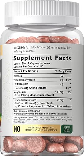 Miniatura 2 de Carlyle Gomitas de suplemento de citrato de magnesio | 960 mg | 60 unidades | Veganas para mujeres y hombres | Sabor limón frambuesa | Sin OMG y sin