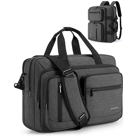 BAGSMART 3 In 1 Laptop Bag for Men, Computer Briefcase 17.3 Inch Laptop Water-Repellent Shoulder Bag, Computer Bag Business Travel Office, Black