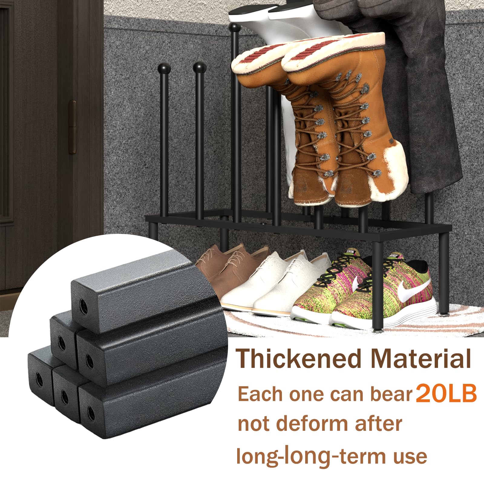 SINKHANUN Boot Rack Shoe Organizer - Double Layered Boot Organizer for Tall Boots, Rain Boot for Entryway, Closet Floor