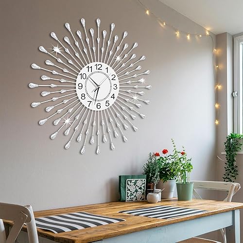 Miniatura 3 de Reloj de pared grande decorativo de metal, silencioso, sin tictac, arte moderno y brillante con explosión de estrellas, relojes de pared grandes
