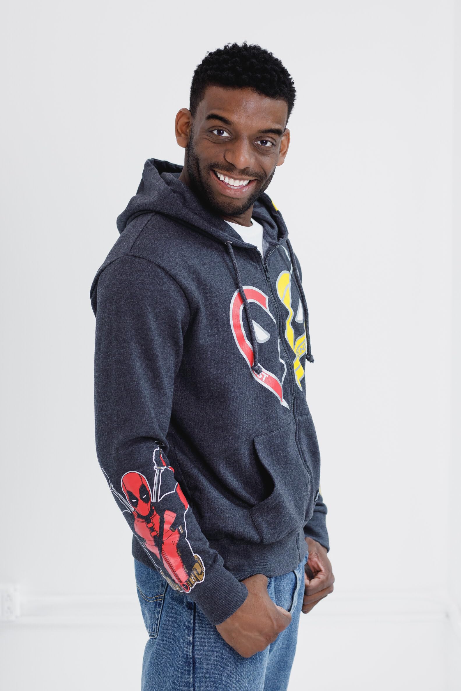 Marvel Deadpool and Wolverine - Sudadera con capucha y cremallera para adultos, tallas XS - 2XL