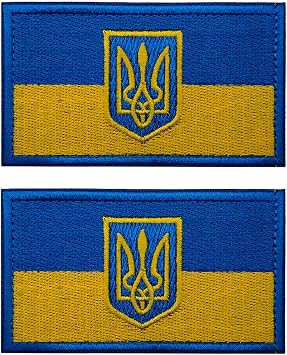 2 PCS AliPlus Ukraine Flag Patches Ukraine Shield Patches Embroidered Patch Morale Patch Applique Fastener Hook and Loop Emblem