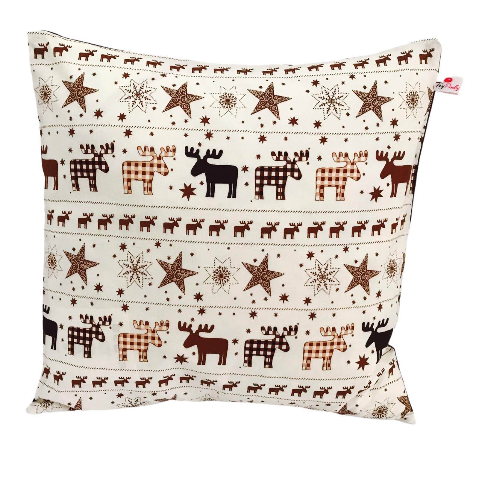 Cushion Cover 40 X 40 cm Reindeer Advent "Snowflake" Cover for Pillow 100 %Cotton Cushion zierkissenh Cushion Cover 40 X 40 cm Wooden Advent Calendar Christmas Nordic Brown Leather White