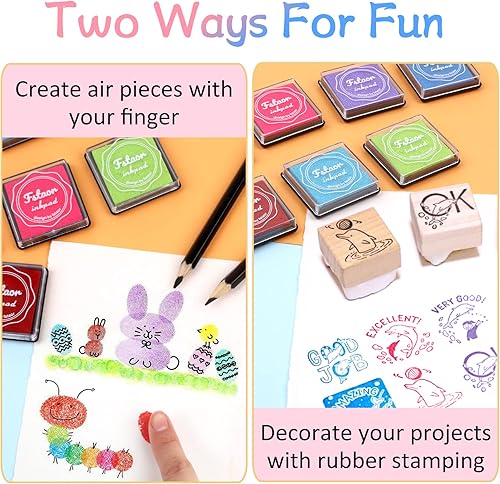 Miniatura 4 de Fstaor Almohadillas de tinta lavables de 20 colores para niños, sellos de goma, impresión de dedos, almohadilla de sellos para niños, papel, álbumes