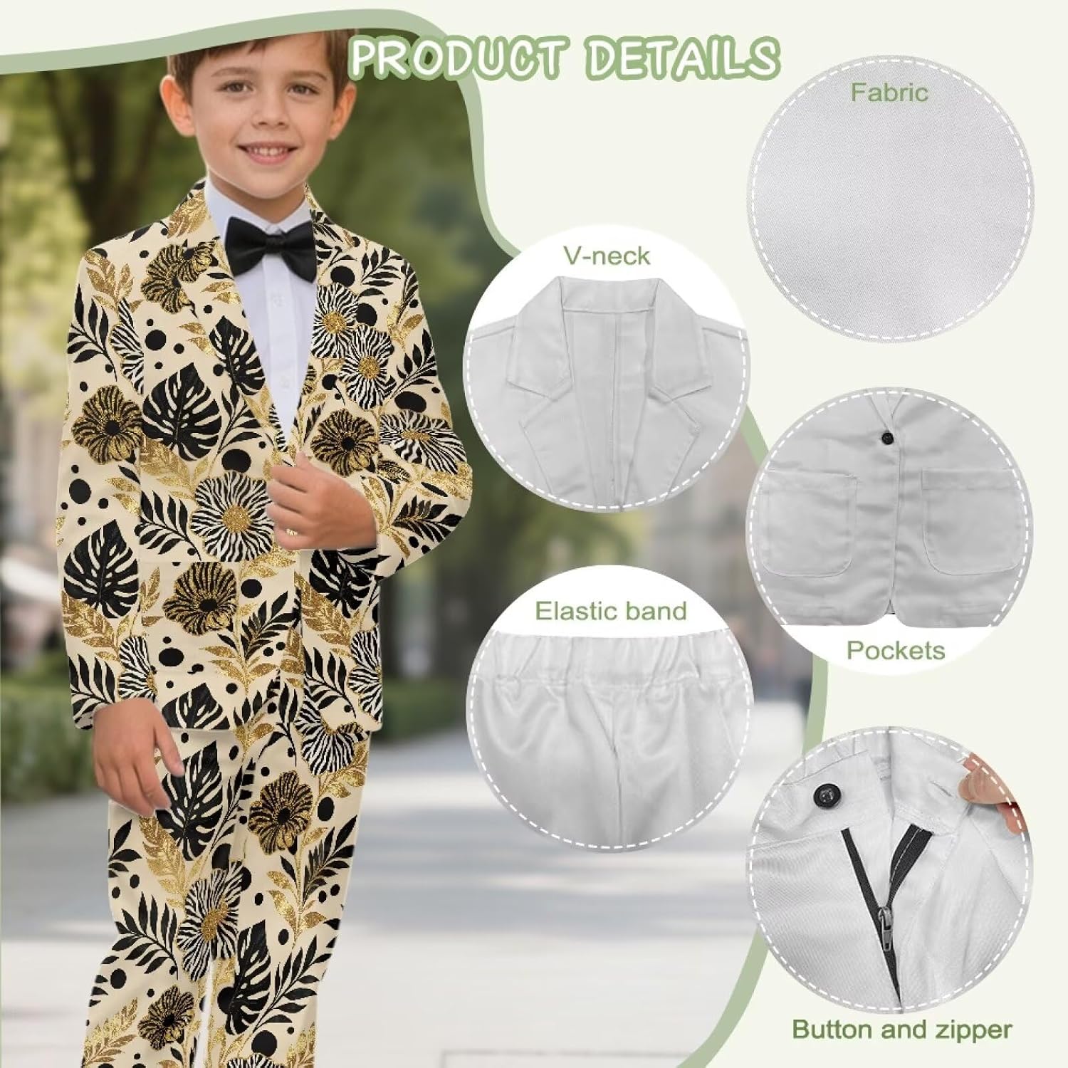 Suobstales Boys Suits Set Slim Fit Tuxedo 2 Piece Kids Blazer Jacket Pants Formal Size 6-14T Ring Bearer Outfit for Wedding