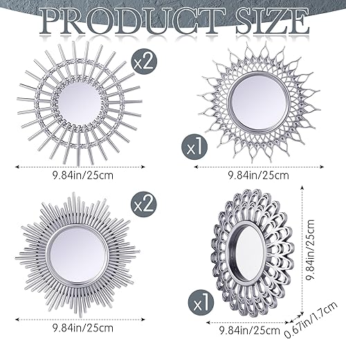 Miniatura 8 de 6 espejos para decoración de pared, espejos de sol circulares pequeños, Espejos, arte de pared decorativo, espejo de entrada, espejo circular