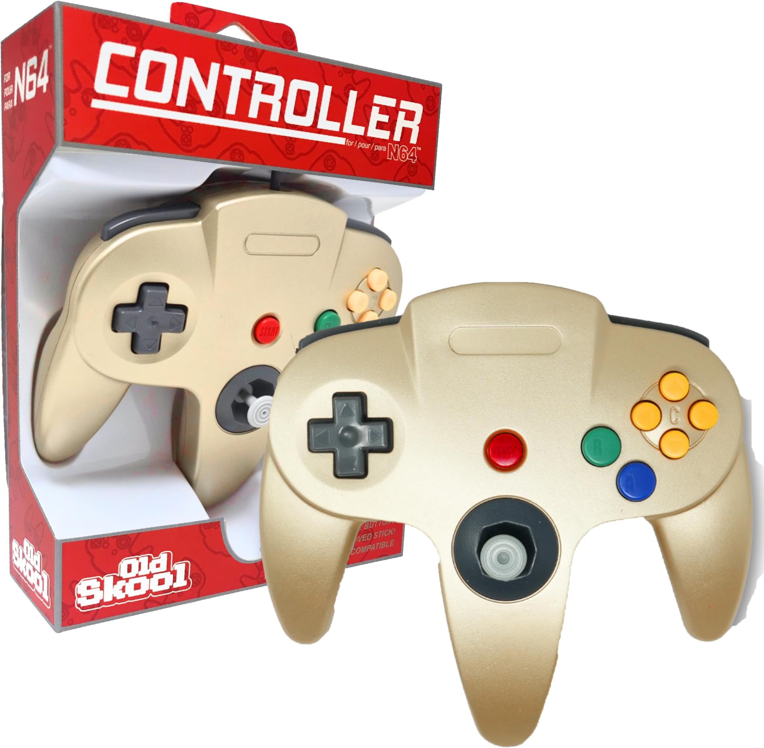 - Old Skool Classic Wired Controller Joystick for Nintendo 64 N64 Game System - Gold