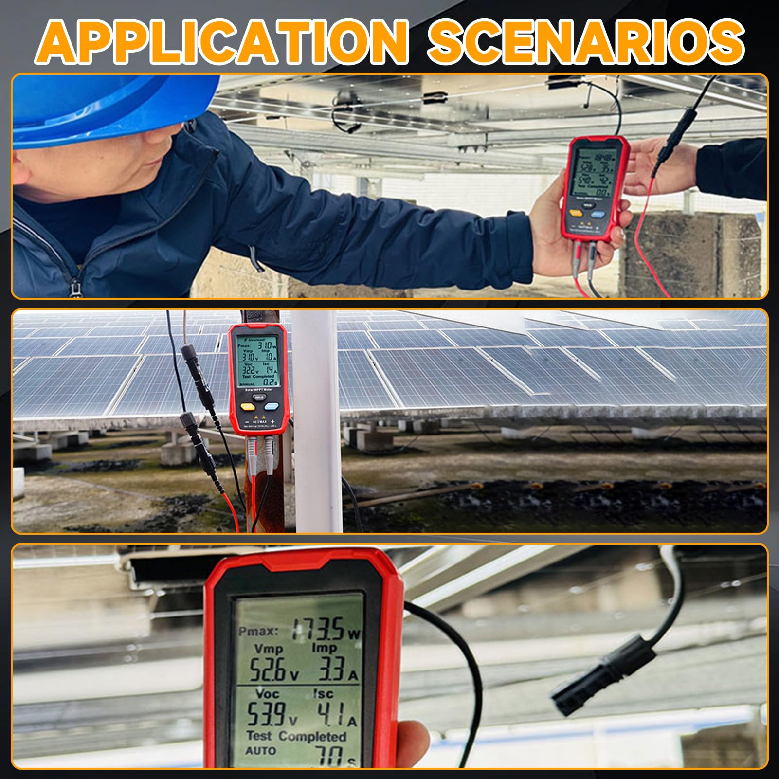 Buyweek Tester for pannelli solari Multimetro fotovoltaico da 800 W con display LCD, misuratore di potenza for pannelli solari MPPT