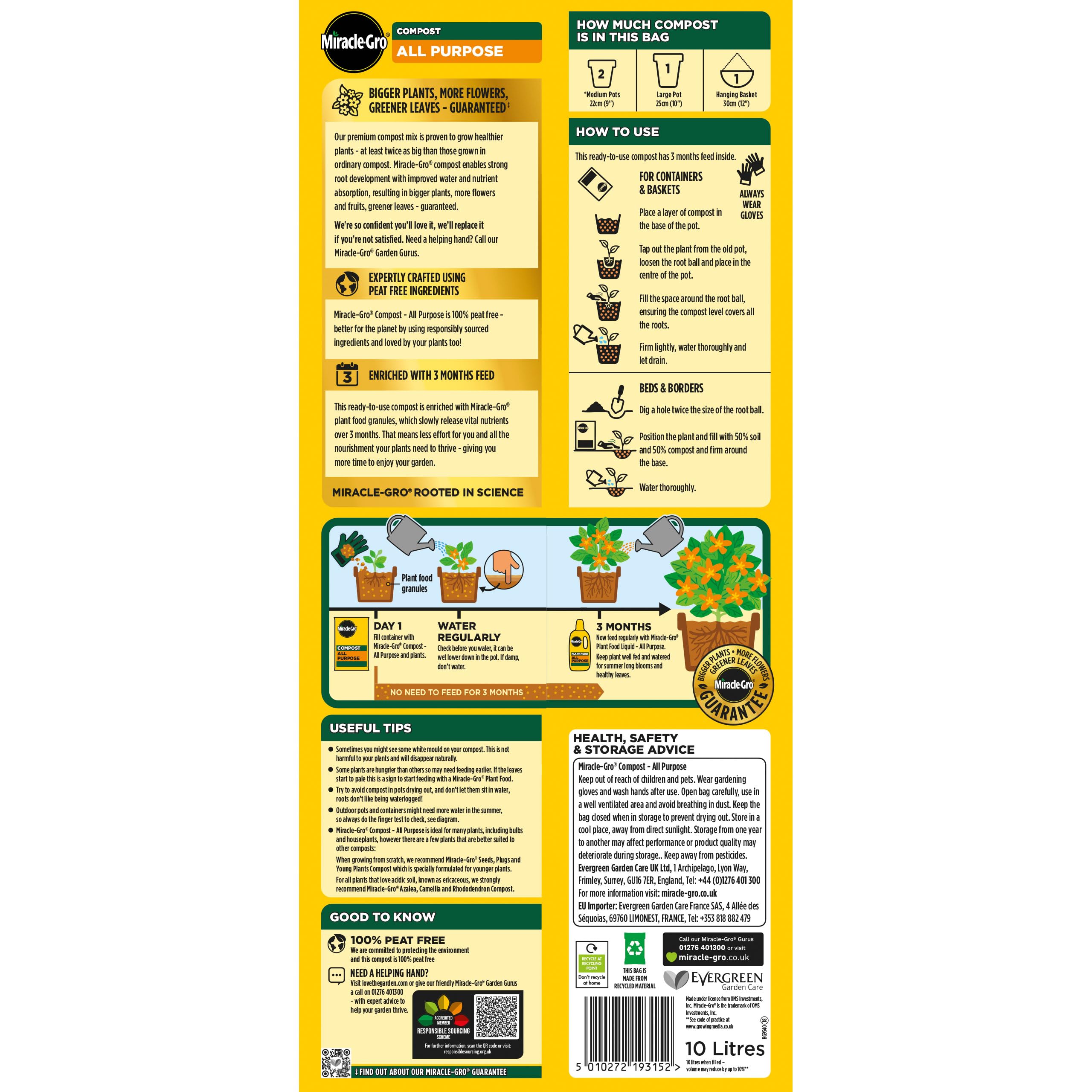 Miracle-Gro® Peat Free Premium All Purpose Compost 10 litres — view 2