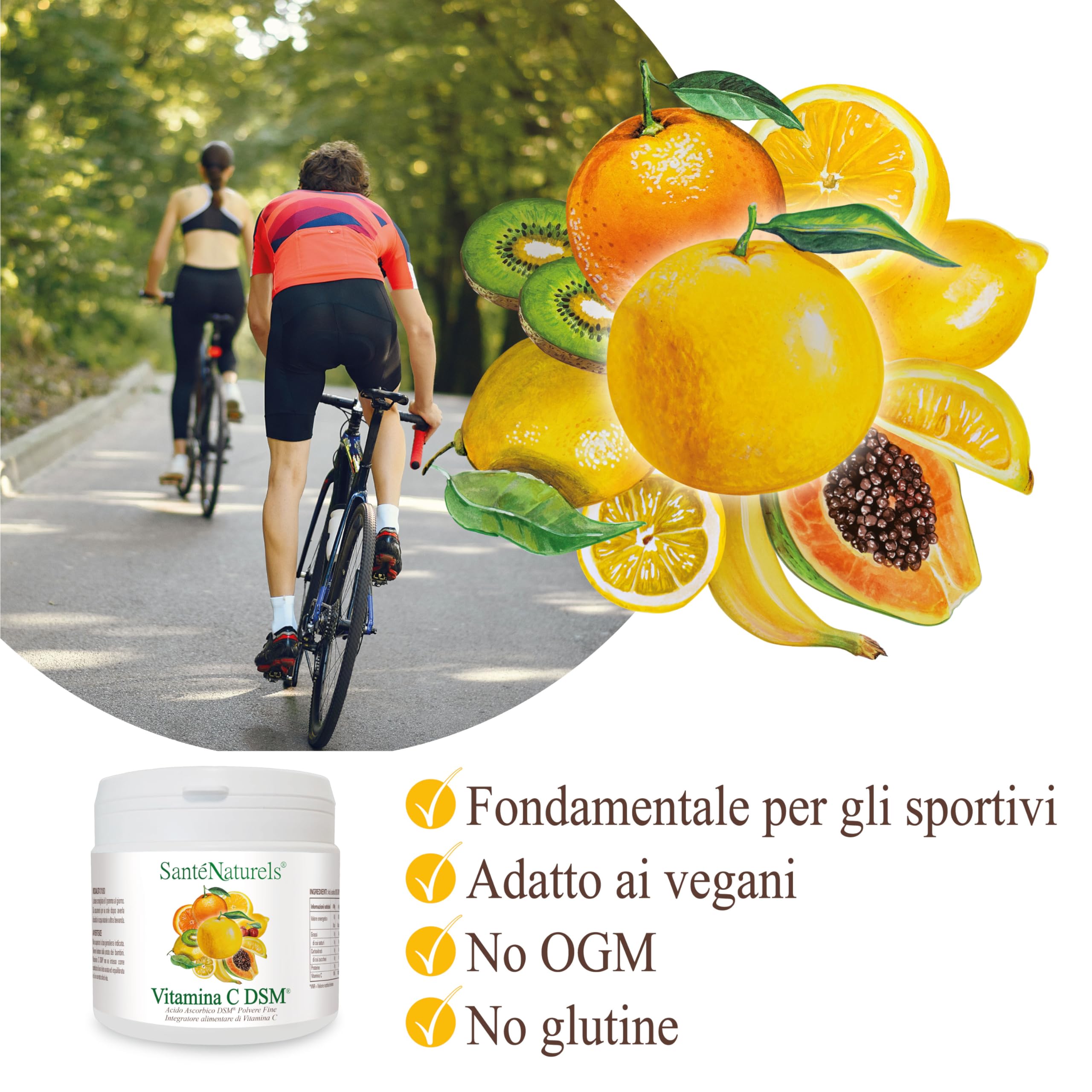 Acido Ascorbico Puro DSM 500g ● Vitamina C in Polvere Pura Fine e Idrosolubile ● Integratore Alimentare Naturale ● No Ogm, No Lattosio, No Glutine ● Produzione Europea