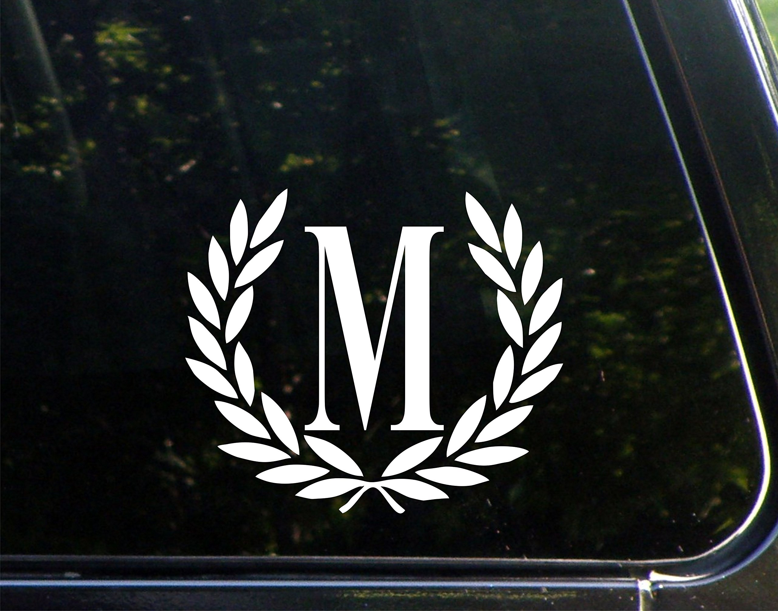 Sweet Tea Decals Letter M, Medium Size, Decorative Monogram - 6-3/4" x 5-3-/4"- Vinyl Die Cut Decal/Bumper Sticker for Windows, Trucks, Cars, Laptops, Mailboxes, Coolers, Glasses. Mugs, Etc.