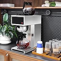 Vista 4 de YUANHAO Cafetera comercial de 12 tazas con calentadores duales, cafetera de acero inoxidable Pourover de 120 V, cafetera de goteo compacta